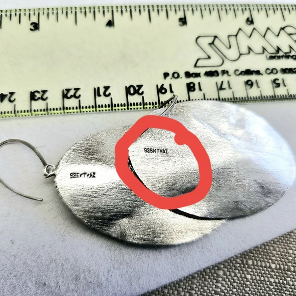 925 Sterling Oval Hammered Earrings with 925 Ornate Bali-Style Medallions - Picture 9 of 9